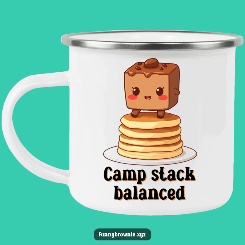 Funny Brownie Pancake Camping Mug - Hilarious Outdoor Breakfast Gift
