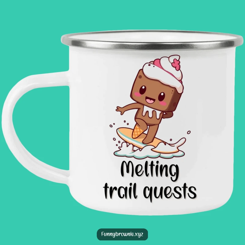 Funny Brownie Surf Camping Mug - Hilarious Melting Dessert Outdoor Gift
