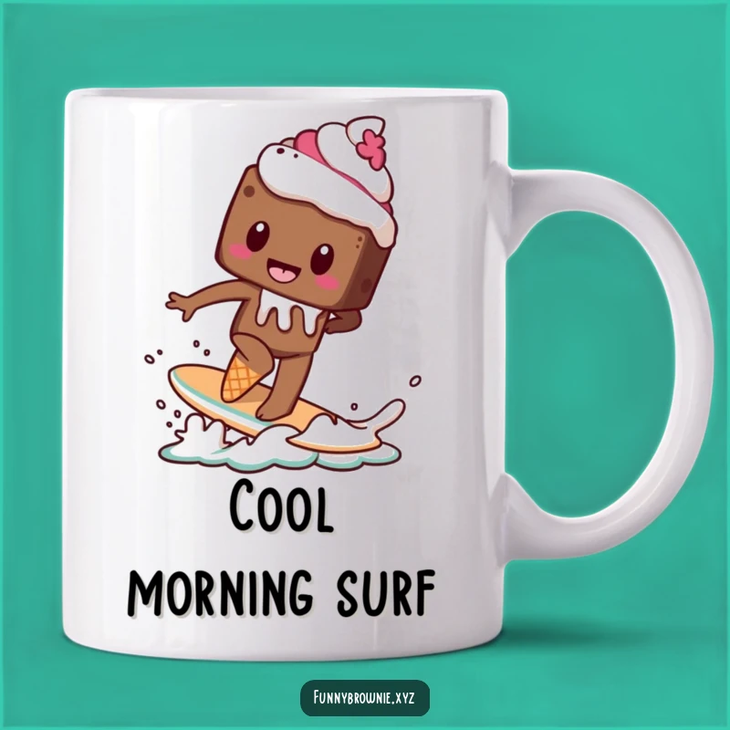 Funny Brownie Surf Mug - Hilarious Melting Dessert Adventure Gift