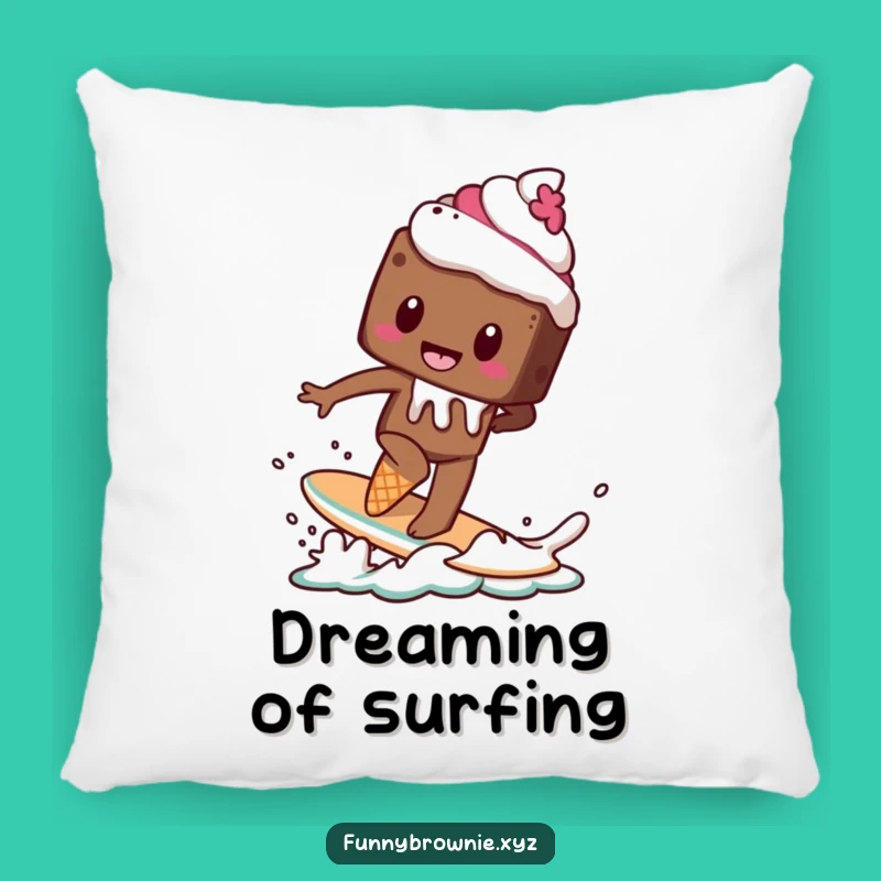 Funny Brownie Surf Pillow - Hilarious Melting Dessert Accent Pillow Gift