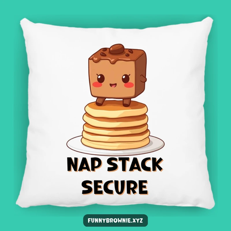 Funny Brownie Pancake Pillow - Hilarious Breakfast Accent Pillow Gift