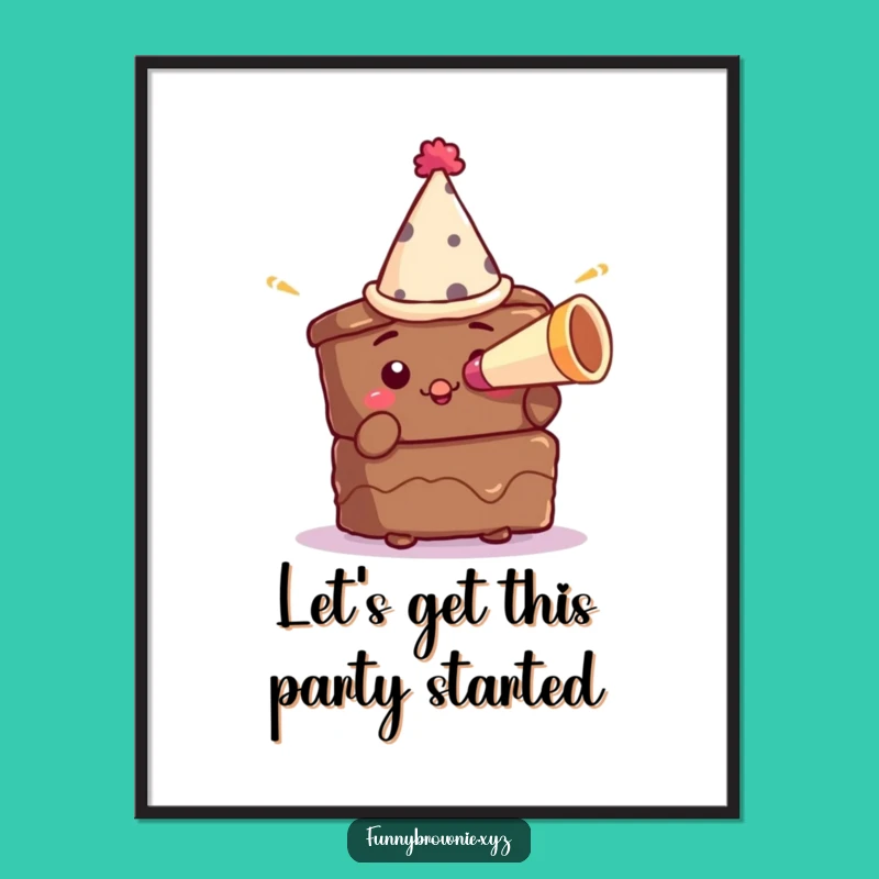Free Printable Funny Wall Art: Celebratory Brownie Party Scene