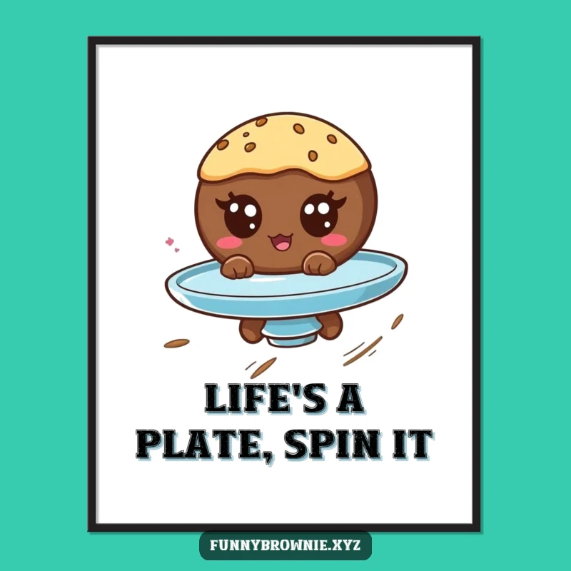 Free Printable Funny Wall Art: Googly Eyed Brownie on a Spin