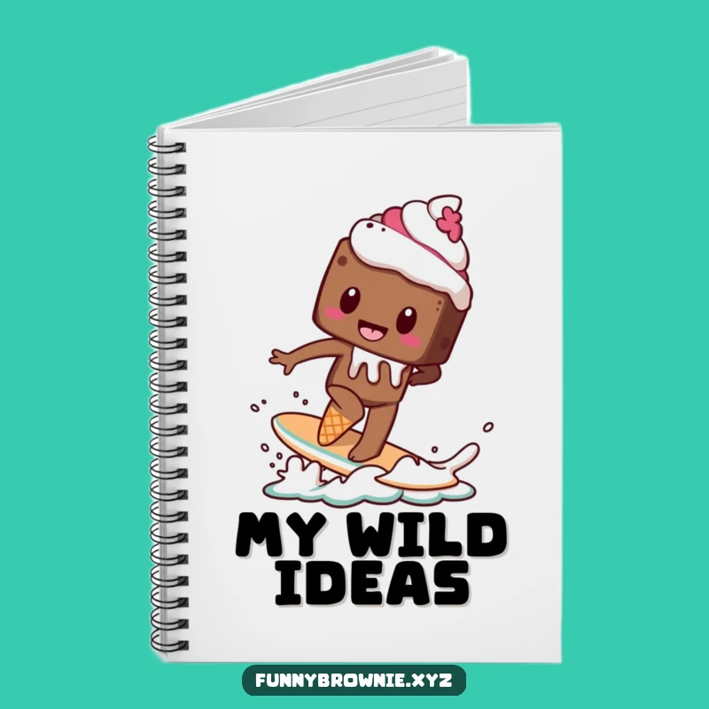 Funny Brownie Surf Notebook - Hilarious Melting Dessert Journal Gift