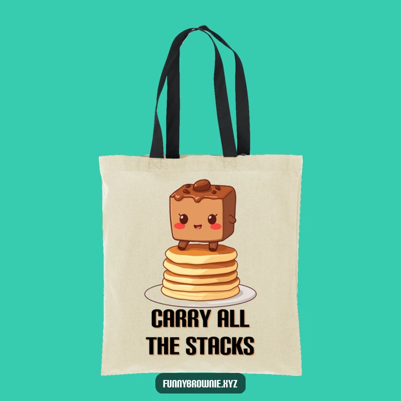 Funny Brownie Pancake Tote Bag - Hilarious Breakfast Carryall Gift