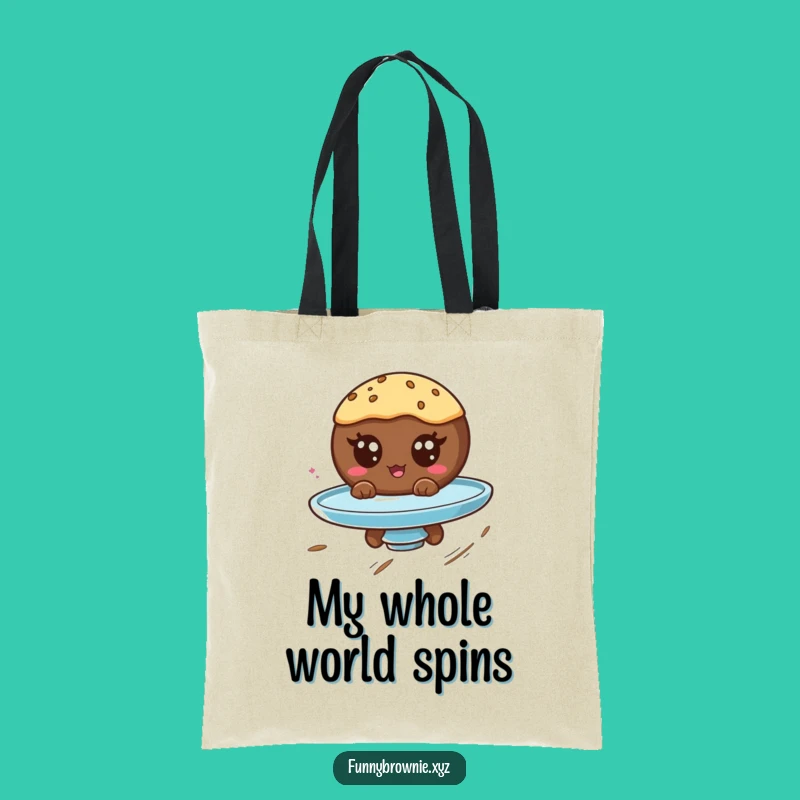 Funny Brownie Spin Tote Bag - Hilarious Googly Eyed Dessert Carryall Gift